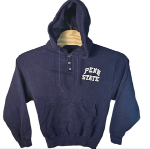 Vintage L.L. Bean & Russell Athletic Hoodie Men's Medium Blue Quarter Button USA